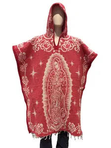 Traditional Hooded Poncho for Adults - Lady of Guadalupe Design
