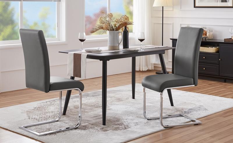Yaheetech Dining Chairs Set of 2 Faux Leather Chairs with Metal Legs Modern Kitchen Chairs for Kitchen Dining Room Restaurant