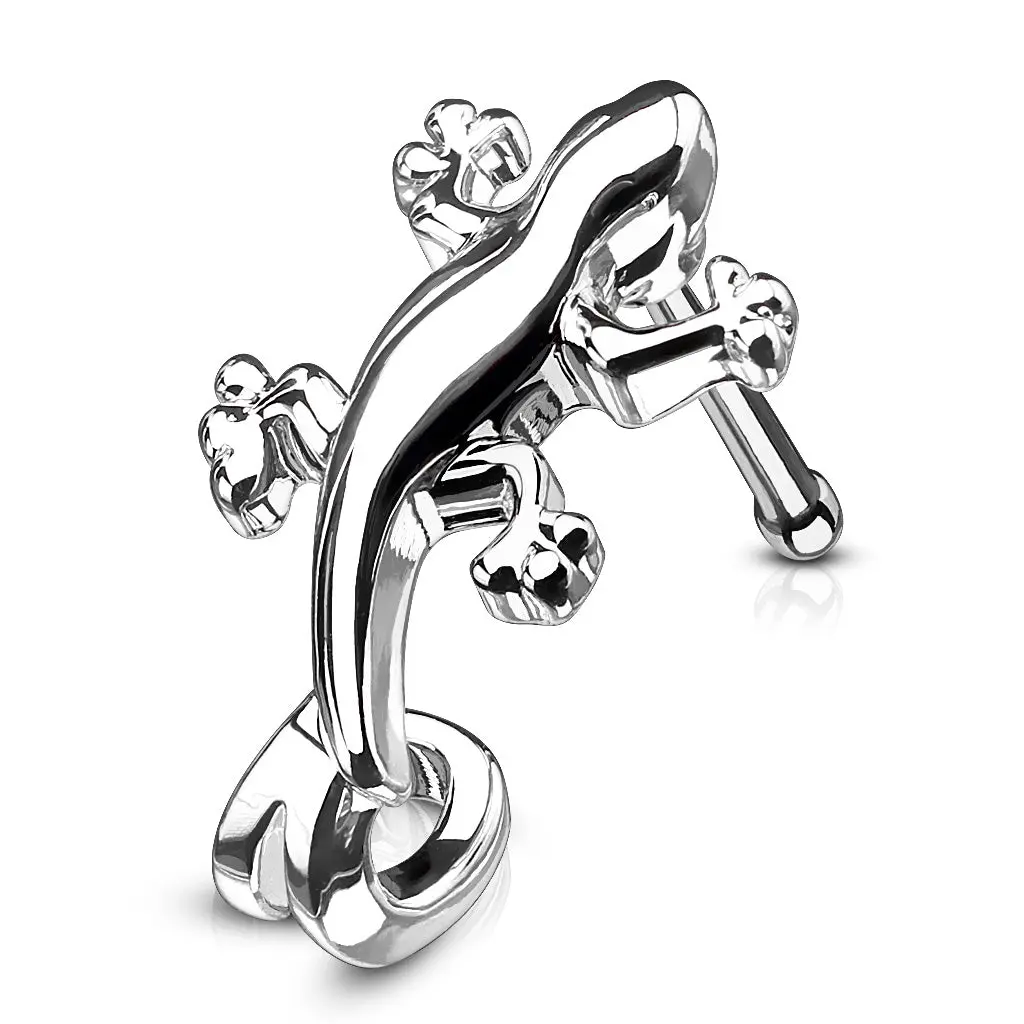 Gecko Lizard Nose Bone Stud - Stainless Steel