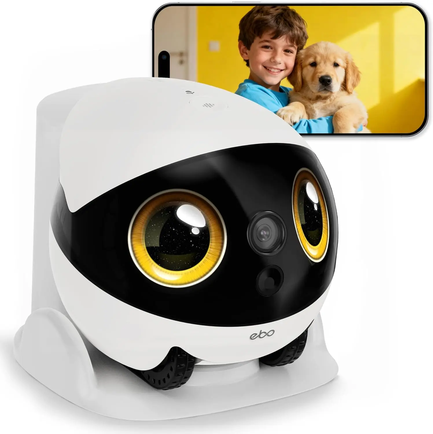 Enabot EBO Air 2S FamilyBot Home Robot Camera: 2.5K Indoor Pet Cam, Movable Robot Camera, 2-Way Video, Auto-Recharge, Long Battery Life, Custom Facial Image, Night Vision, Smart Home Gadgets