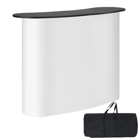 【FathersDayGift】VEVOR Portable Tradeshow Podium Table,  51.18" x 18.31" x 37.4", Display Exhibition Counter Stand Booth Fair with Wall, Foldable Promotion Retail Bar Table Pop Up Podium with Storage Rack, Carrying Bag