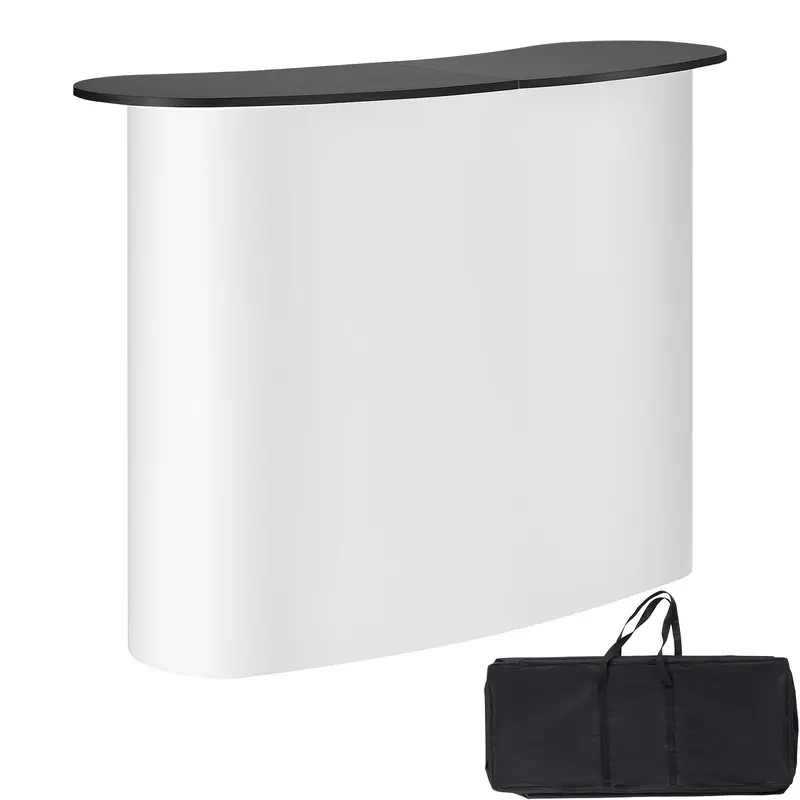 【FathersDayGift】VEVOR Portable Tradeshow Podium Table, 51.18" x 18.31" x 37.4", Display Exhibition Counter Stand Booth Fair with Wall, Foldable Promotion Retail Bar Table Pop Up Podium with Storage Rack, Carrying Bag