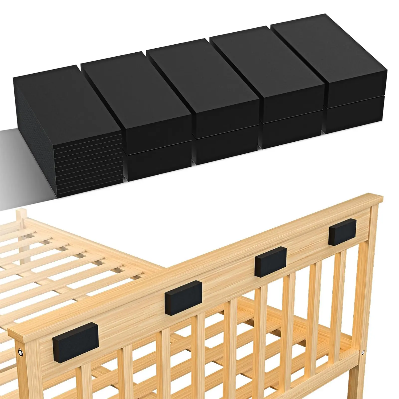 25Pcs EVA Foam Headboard Stoppers - 10Pcs(0.6in Thick) + 15Pcs(0.2in Thick), 1.57in x 3in Adhesive Back Furniture Pads, Anti-Slip Gap Fillers for Dining Room Wall Protection, Fits Smooth Surfaces with Customizability (inches Measurement)