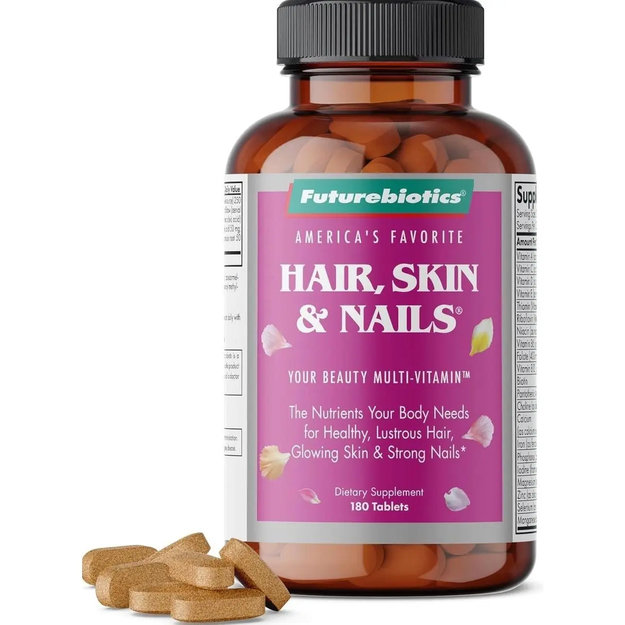 Futurebiotics Hair, Skin & Nails Beauty MultiVitamin with Biotin, Hair Vitamins and Skin Vitamins That Promote Healthy Hair and Nail, 180 Tablets