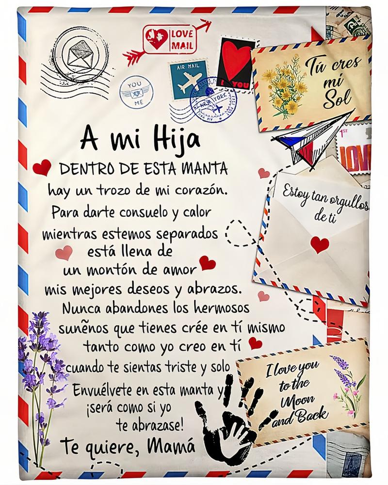 A Letter to My Son & My Daughter Custom Blanket Soft Throw Blanket for Couch Cozy Spanish Alphabet Heart Design Gifts for my son & daughter on Valentine's Day Ideal Gift for Birthdays Back-to-School Graduation