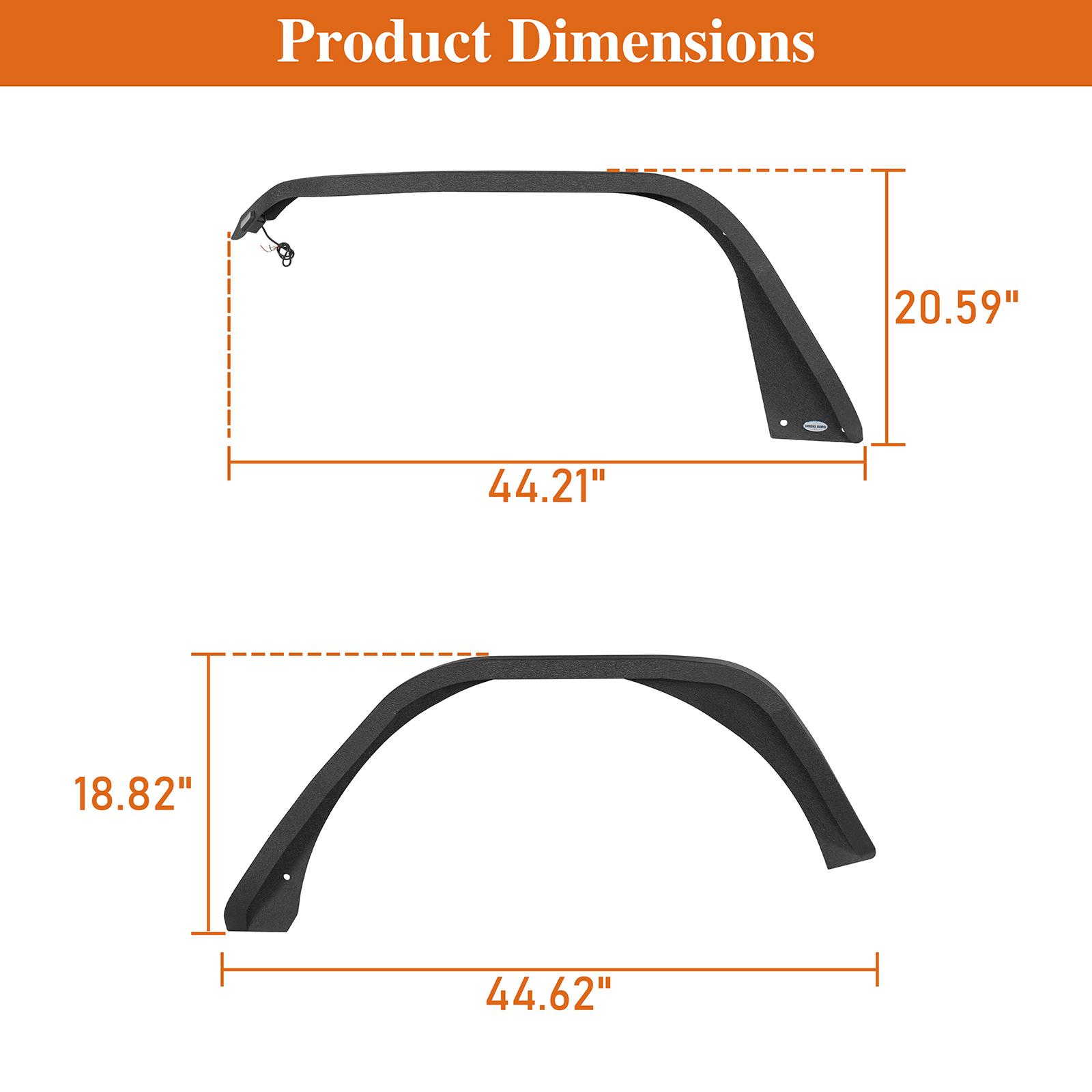Hooke Road Front & Rear Fender Flares Kit for 2018-2026 Jeep Wrangler JL Hooke Road Front & Rear Fender Flares Kit for 2018-2026 Jeep Wrangler JL