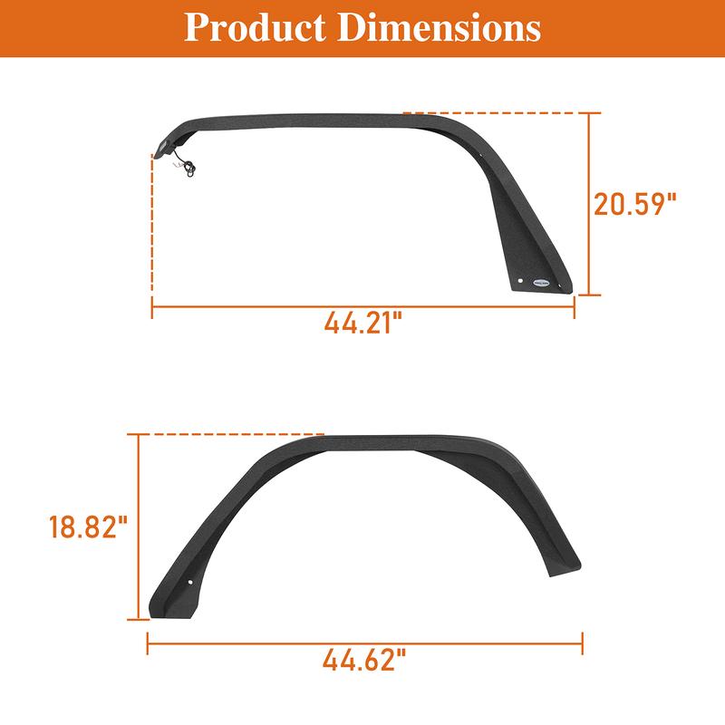 Hooke Road Front & Rear Fender Flares Kit for 2018-2026 Jeep Wrangler JL