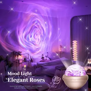 Onefire Rose Crystal Light Projector, Northern Lights Lamp with Remote, 5 Brightness Levels & Timer, Romantic Ambient Lighting for Bedroom Decor, Gift for Her Mother's Day Anniversary Proposal