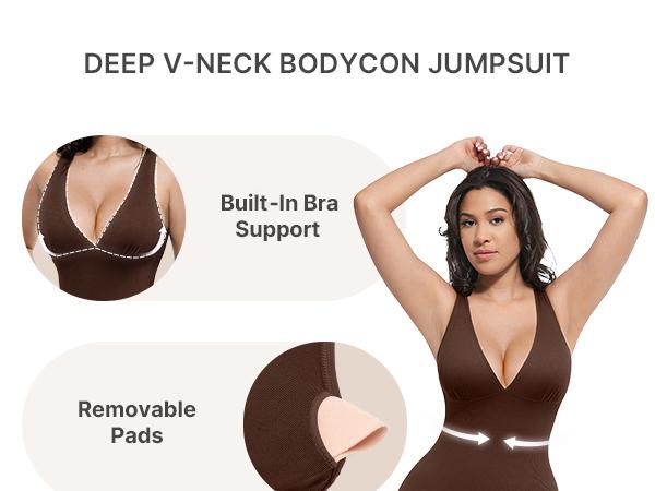 Shapellx Deep V Shapewear with Chest Support Breathable High-Waisted Tummy Control Bodysuit Shapellx Deep V Shapewear with Chest Support Breathable High-Waisted Tummy Control Bodysuit