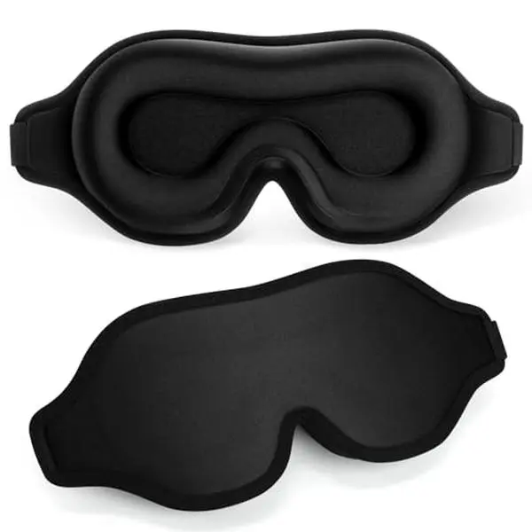 3D Contoured Sleep Mask for Total Blackout, Lightweight & Breathable Eye Cover with Adjustable Strap for Men and Women, Eye Masks For Sleep, One Size