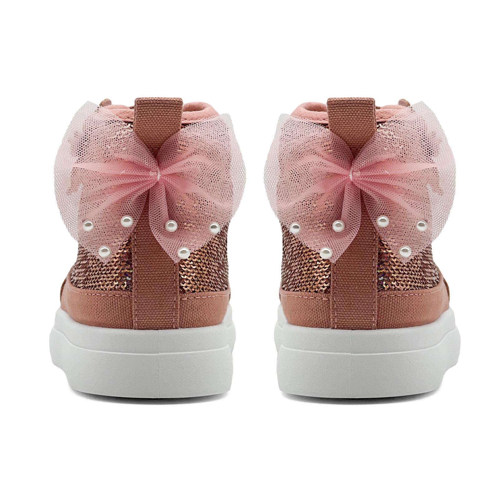 rosyclo Kids' High Top Canvas Casual Trainer Shoes, Trendy Sparkle Sequins Bow & Butterfly Design Sneakers for Toddler Boys & Girls, Sports Footwear for Running & Walking, Trendy High Top