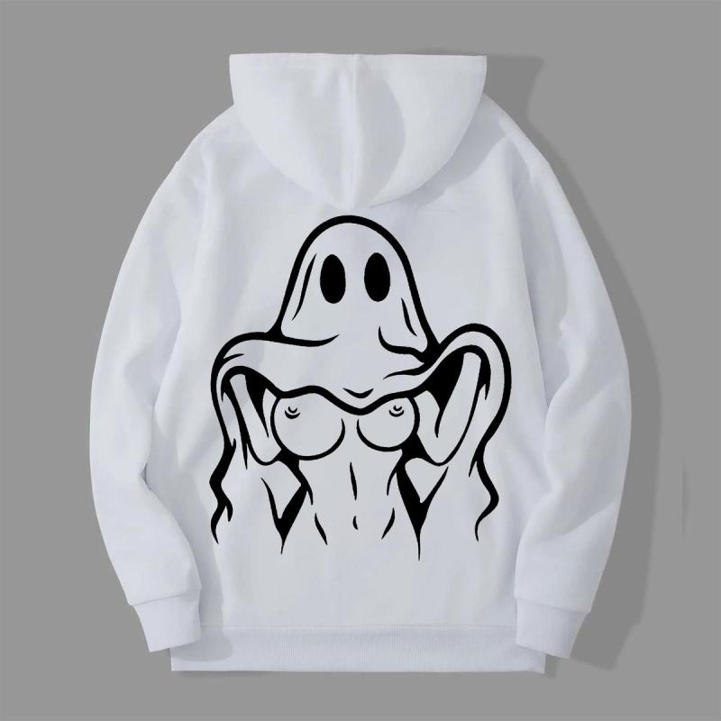 Naughty Ghost with Sexy Boobs Graphic Print Hoodie