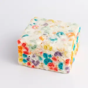 Fruity Ringlets Crispycake - Bright & Colorful GIANT Nostalgic & Marshmallowy Rice Crispy Treat with Fruity Ring-shaped Cereal