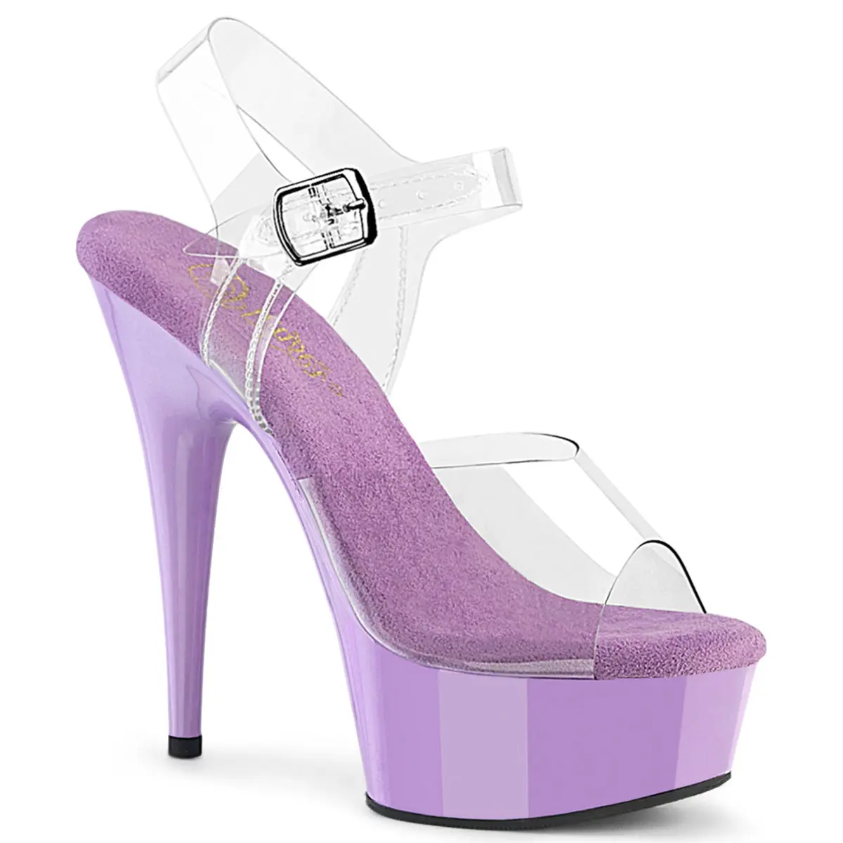 Women's Fashion High Heels Footwear - Stylish Design, 1.75 in Platform, 6 in Heel (Delight-608), Clear/Lavender, Shoe, Heeled