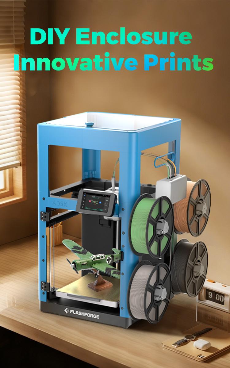 Flashforge AD5X 3D Printer Multi-Color with Display Screen, High Speed 600mm/s, 1 Count, Black