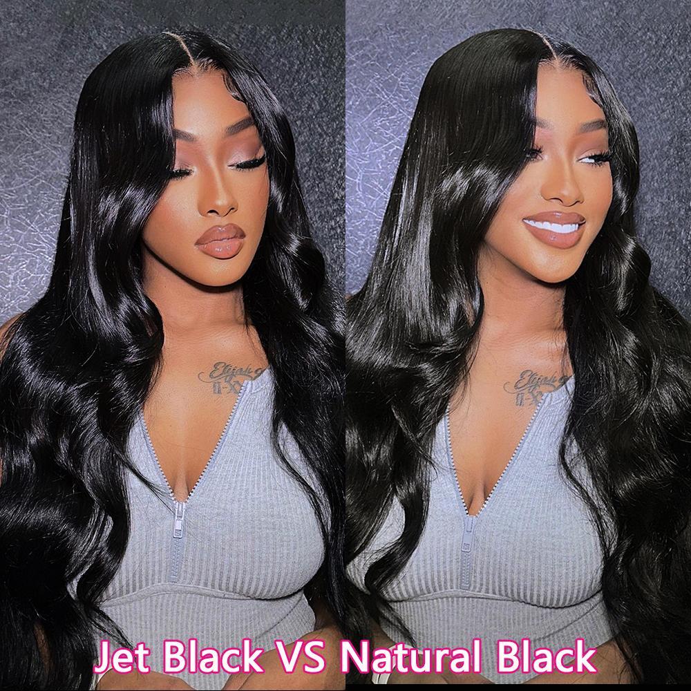 Mamushow 200% Density #4 Chocolate Brown & #1 Jet Black 13x6 Body Wave Full Lace Frontal Human Hair Wigs Wavy Natural Appearance Substantial Comfortable Fit