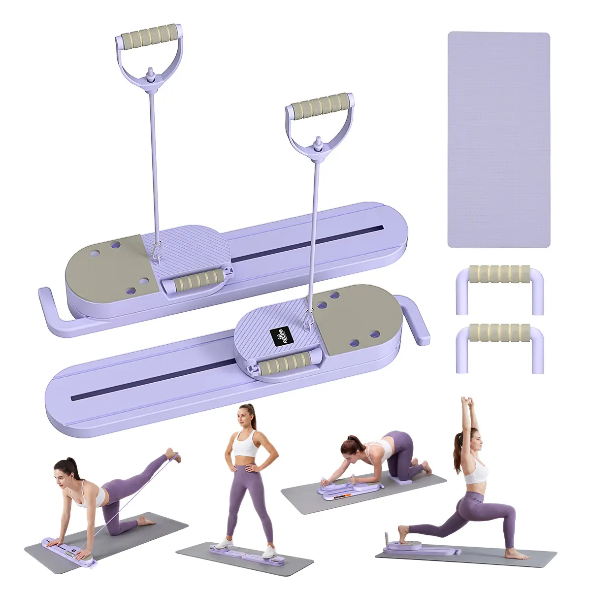 Relife sports Adjustable Split Pilates Board | Multi-functional Ab Board | 5-in-1 Home Pilates Reformer Full Body Home Gym for Core, Arms, Legs & Glutes | Silent Wheels, Non-Slip Pads, Portable Strength Trainer Abdominal Crunch Machine SummerVibes summerv