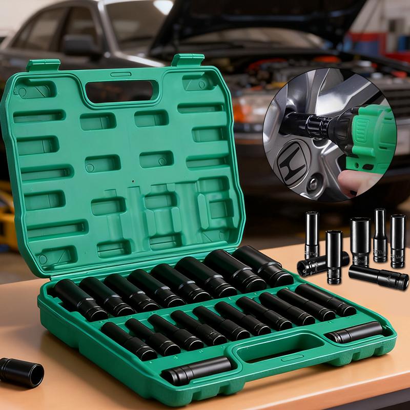 15/20-Piece Heavy-Duty 1/2" Drive Deep Metric Impact Socket Set, Durable Steel Construction for Tire Removal, Pneumatic Tool Compatible, 8mm to 32mm.Suitable for birthday, Thanksgiving, Christmas gifts 15/20-Piece Heavy-Duty 1/2" Drive Deep Metric Impact Socket Set, Durable Steel Construction for Tire Removal, Pneumatic Tool Compatible, 8mm to 32mm.Suitable for birthday, Thanksgiving, Christmas gifts