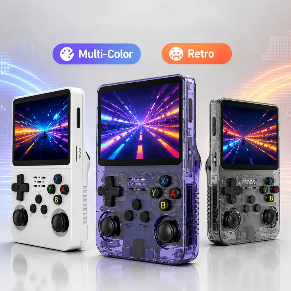 R36S Retro Handheld  Console, 64GB Portable Device, 3.5-Inch HD Screen, Plug-And-Play, Easy To Carry, Multi-Color, Ideal Christmas Gift