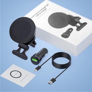 Magnetic Wireless Car Charger, Design for MagSafe Car Mount Charger, Strong Magnetic 15W Fast Charging Car Charger Phone Holder with USB Car Charger for MagSafe iPhone 17/16/15/14/13/12 Series