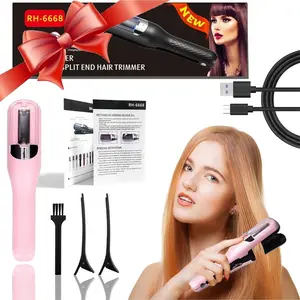 RH-6668 Automatic Electric Hair Clipper Multifunctional Type-C Rechargeable Split End Trimmer Barber Kit Baby Pink Hair Styling Tools for Strengthening cordless split hair clipper