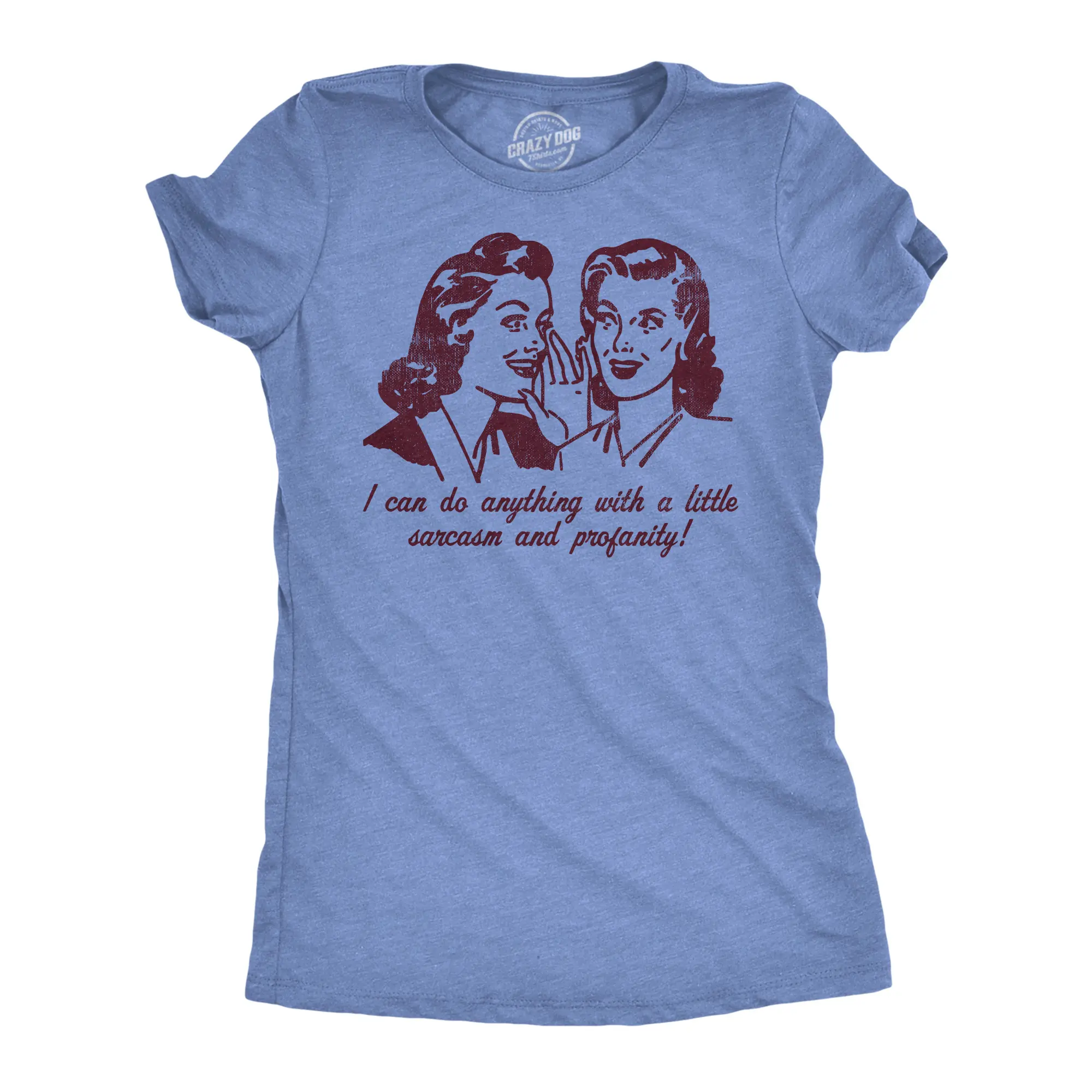 Womens Sarcasm and Profanity Tee Funny Graphic T Shirts for Ladies Funny Womens T Shirts Cute Vintage Fashion Casual Ladies T-Shirt Gift Funny Sarcastic Top Women's Novelty Tees Light Blue