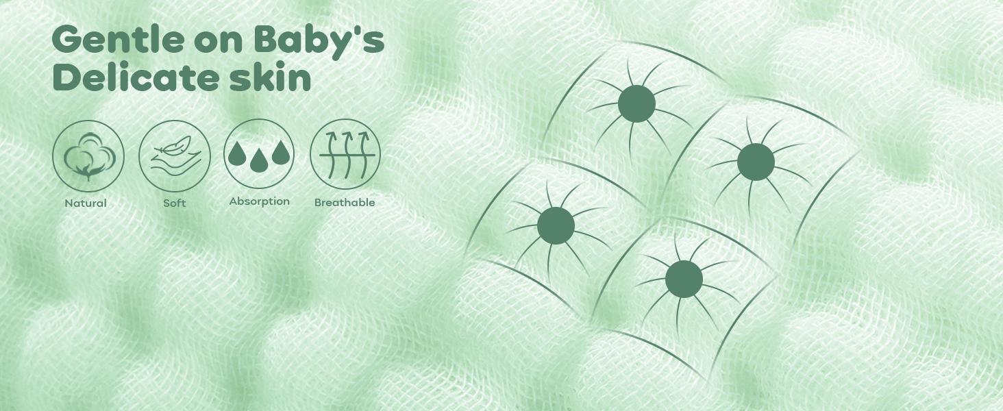 Yoofoss Muslin Washcloths 100% Cotton Face Towels 12/10/6 Packs Wash Cloths set 12x12in Soft and Absorbent