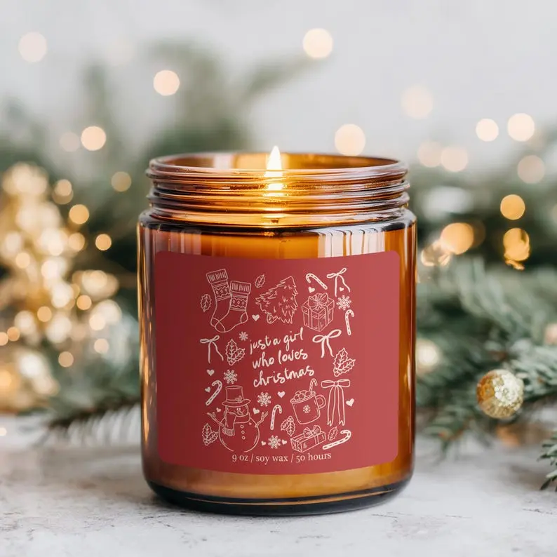 Just a Girl Who Loves Christmas Candle - Christmas Scented Candle - Holiday Gift For Her - Xmas Candle - Christmas Gift For Friend
