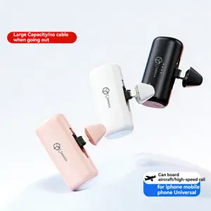Mini Capsule Power Bank With 2-in-1 Connector, 5000mAh Small Portable Charger, Suitable For IPhone 16/15/14/13/12/11/Xiaomi, Samsung, Android Phones, Emergency Power Supply, Pocket-sized Mobile Power Source