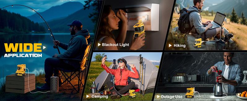 200W Power Station Compatible with Dewalt 20V Battery,  Power Inverterwith a 5AH Battery & a Charging Station, Power Bank DC 20V to AC 110V-120V, with 2 USB-A & 1 Type-C & 1 AC Outlet