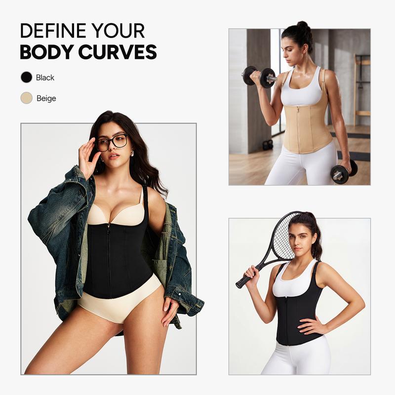Nebility Women's Highwaist Corset Vest | Tummy Tuck Shapewear, Black | Sport & Daily Compression Womenswear Shaper Clothes Basic