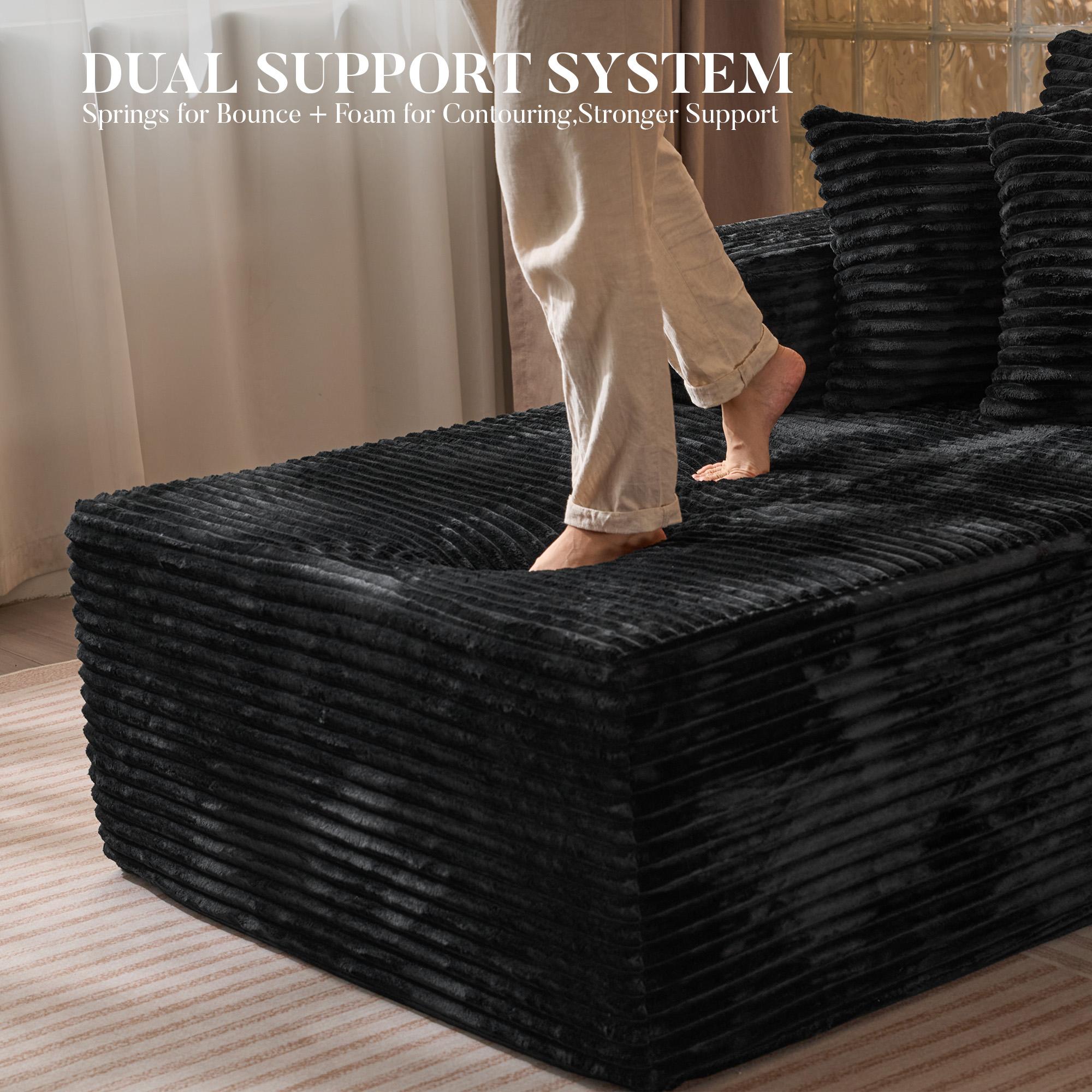 【Black Friday & Cyber Monday Deal】3 Packages Shipping OOSWIFT 108“Modern Boneless Couch Cloud Modular Sectional Sofa With Removable Ottomans & Chaise - Plush Corduroy , Deep Seat, Upholstered Couches, No Assembly Required for Living Room