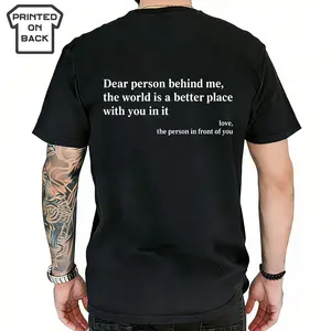 Funny Graphic Tees: "Dear Person Behind Me" Retro Trendy Cozy Streetwear - Conversation Starter Everyday Casual Shirts, Unique Gifts for Couples Friends For Women For Men [180G 100% cotton, lightweight and breathable, soft and comfortable]