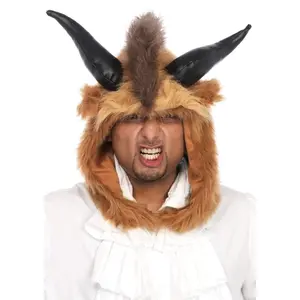 Men's Brutal Beast Hood Mask With Horns