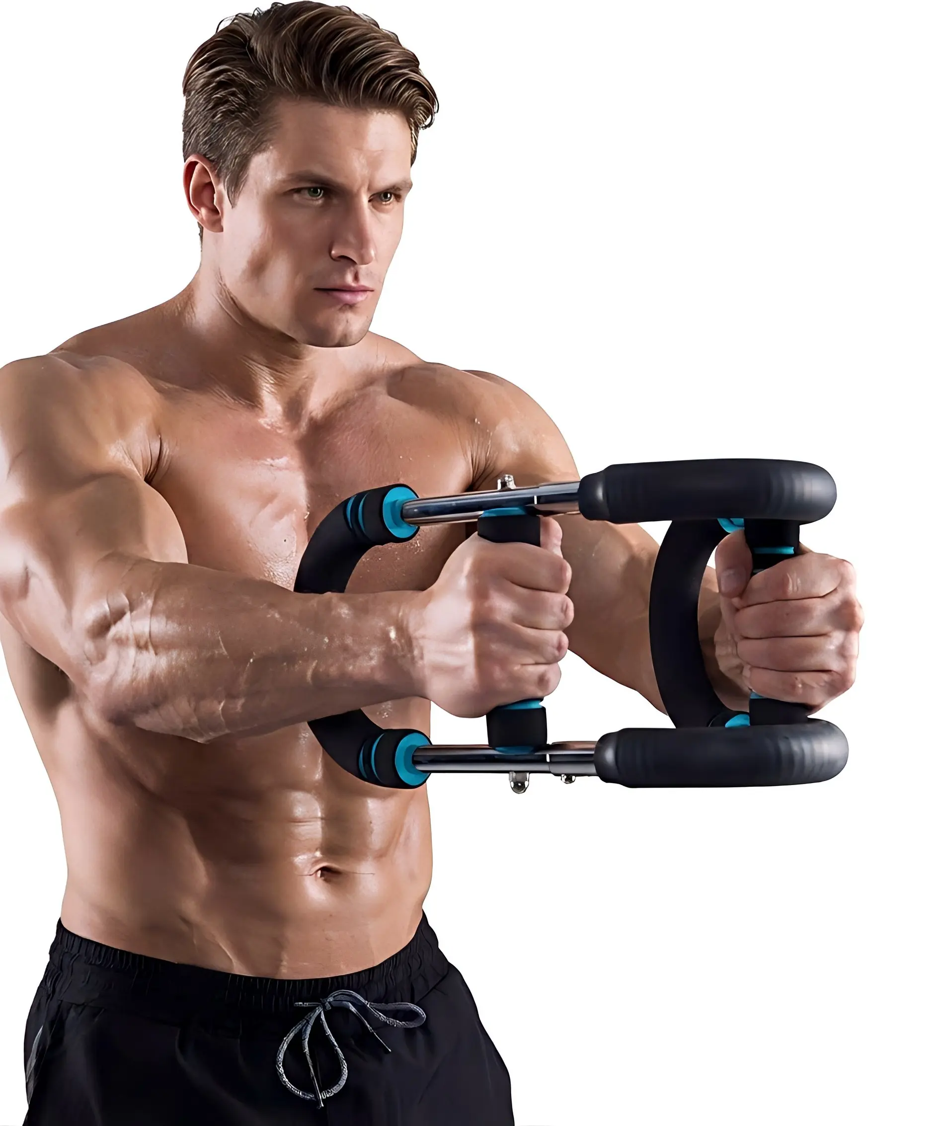 Heavy-Duty Power Twister Gym Equipment for Men - Stainless Steel Bar, 45-90 lbs Customizable Resistance, Adjustable Tension System, Ergonomic Design with High-Density NBR Foam Handles, High-Strength Springs for Home Upper Body Biceps Workout