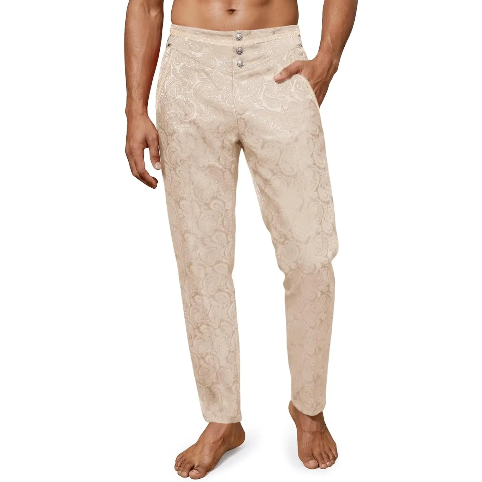 Runcati Men's Renaissance-Gothic Steampunk Victorian Dress Pants - Menswear Cosplay Costume Trousers with Pocket