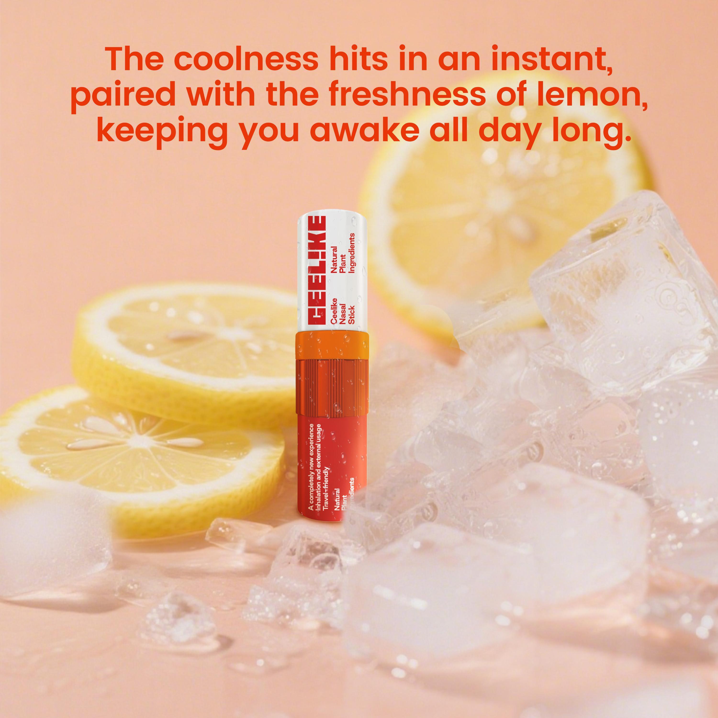 Ceelike Nasal Stick | Mint & Lemon Flavors | Natural Refreshing Vapors | Cool & Invigorating Sensation |  Natural Ingredients | Essential Oils + Menthol | 0.3 Oz Each, Pack of 3 | Convenient On-the-Go Use