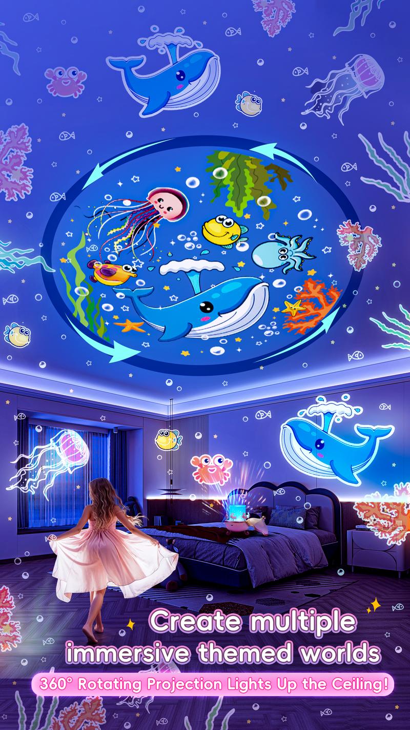 Onefire Kids Night Light Grandparents Gifts  Grandkids 15Films&15 White Noises Remote Cartoon Star Projector Sensory Lamp Princess Room Decor Toddler Sound Machine Autistic Children Baby Unicorn Dinosaur Egg Toys Birthday Ages1-10 Granddaughter Grandson