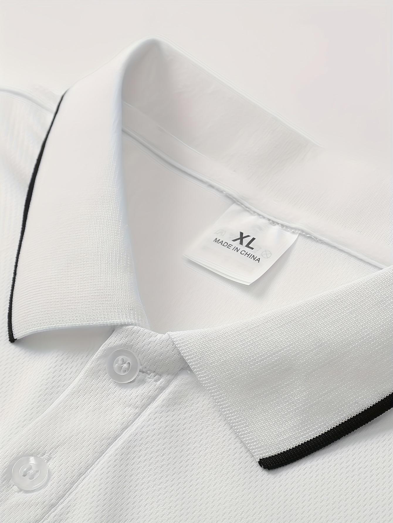 5 Piece Set, Casual Men's Short Sleeve Polo Shirt, Quick Dry Golf and Tennis Shirt, Comfortable Equestrian Wear, Fashionable Men's Sportswear, Suitable for Casual Parties, Holidays, Travel, Collar and Cuff Contrast Design