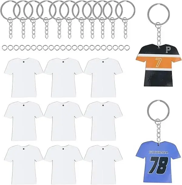 Bulk Pack Double-Sided Sublimation MDF Keychain Blanks for Pet Events - 24 Pieces, 72 Pieces Option, White Protective Film, Blank Coating, Easy Heat-Transfer, Bright Surface, Durable Degradable Interior, Customized Gifts, Sports Jersey DIY Crafts, Custom,