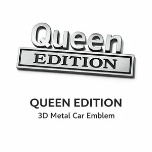 Queen Edition Metal Car Badge Emblem – Luxury Fender Sticker for Cars, Auto Body Decoration, Adhesive Metal Decal