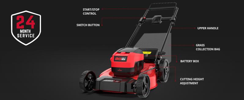 PowerSmart (PS76821) 80V MAX 21" Cordless Lawn Mower, 3-in-1 Brushless Electric Lawn Mower  ,Springtok