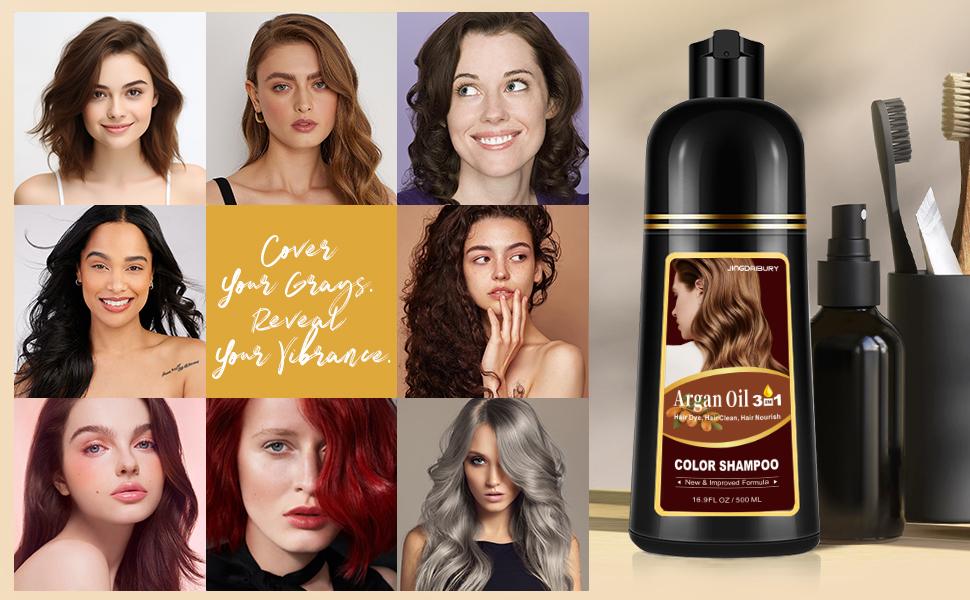 Argan Oil Cherry Brown 3-in-1 Hair Dye Shampoo, Instant Herbal Hair Color for Women & Men, Color in 10-15 Mins, 100% Coverage for All Hair Types, Anti-Gray Hair Shampoo Argan Oil Cherry Brown 3-in-1 Hair Dye Shampoo, Instant Herbal Hair Color for Women & Men, Color in 10-15 Mins, 100% Coverage for All Hair Types, Anti-Gray Hair Shampoo