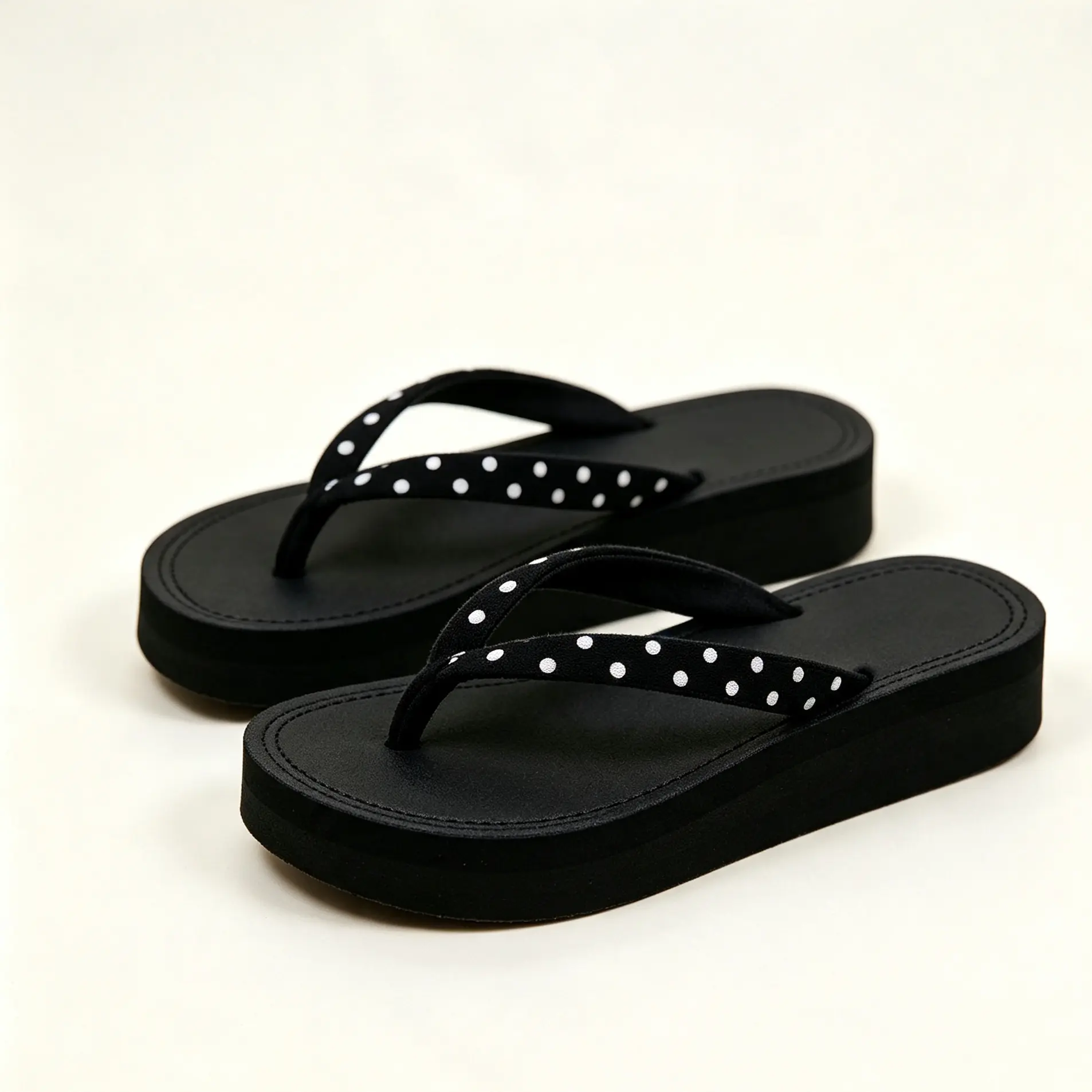 Women's Non-Slip Black Platform Thong Sandals - Open Toe, Thong Strap, Casual Summer Shoes (Sandals Women, Shoes)