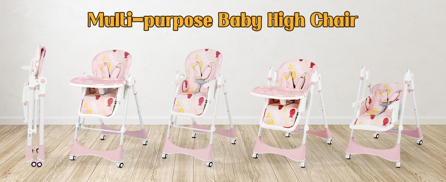 High Chair & Cradle For Children's,Multifunctional 8-in-1 Adjustable High Chair with Removable 3-Position Adjustable Tray, stain resistant Stability Structure & 3-Point Safety Harness,Dining Room Furniture High Chair & Cradle For Children's,Multifunctional 8-in-1 Adjustable High Chair with Removable 3-Position Adjustable Tray, stain resistant Stability Structure & 3-Point Safety Harness,Dining Room Furniture