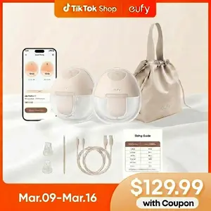 Eufy E10 Wearable Breast Pump, Hands-Free Electric Breast Pump with App Control, Personalized Smart Rhythm, Hospital Grade Suction for More Milk, Portable, Leak-Proof & Ultra-Quiet