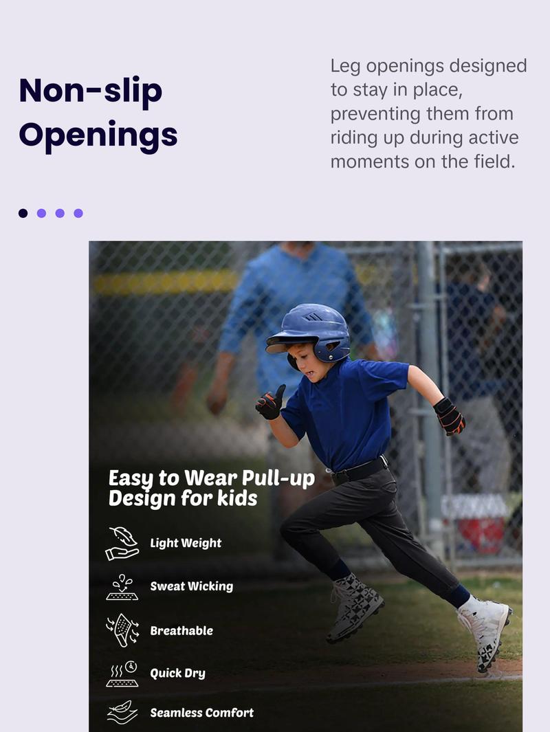 Penveer Pull-Up Youth Baseball Pants, Quarter Open Fly Boys Baseball Pants with Durable Snap & Elastic Bottom, T Ball Pants (Black) Athletic Outfits Sporty Style Clothes