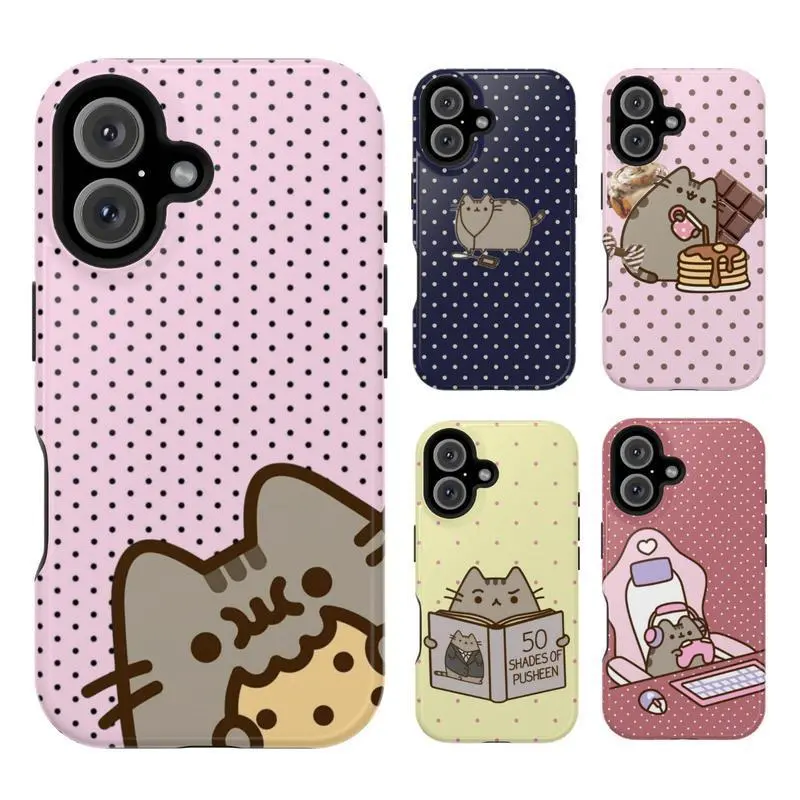 Kawaii Pusheen Cat Polka Dot Custom TPU Smartphone Case - Premium Tough Rubber Liner, Lightweight Guard, Gloss Finish, Polycarbonate, Shock-Absorbing, Full Protection for iPhone 11-17 Pro Max Plus Devices