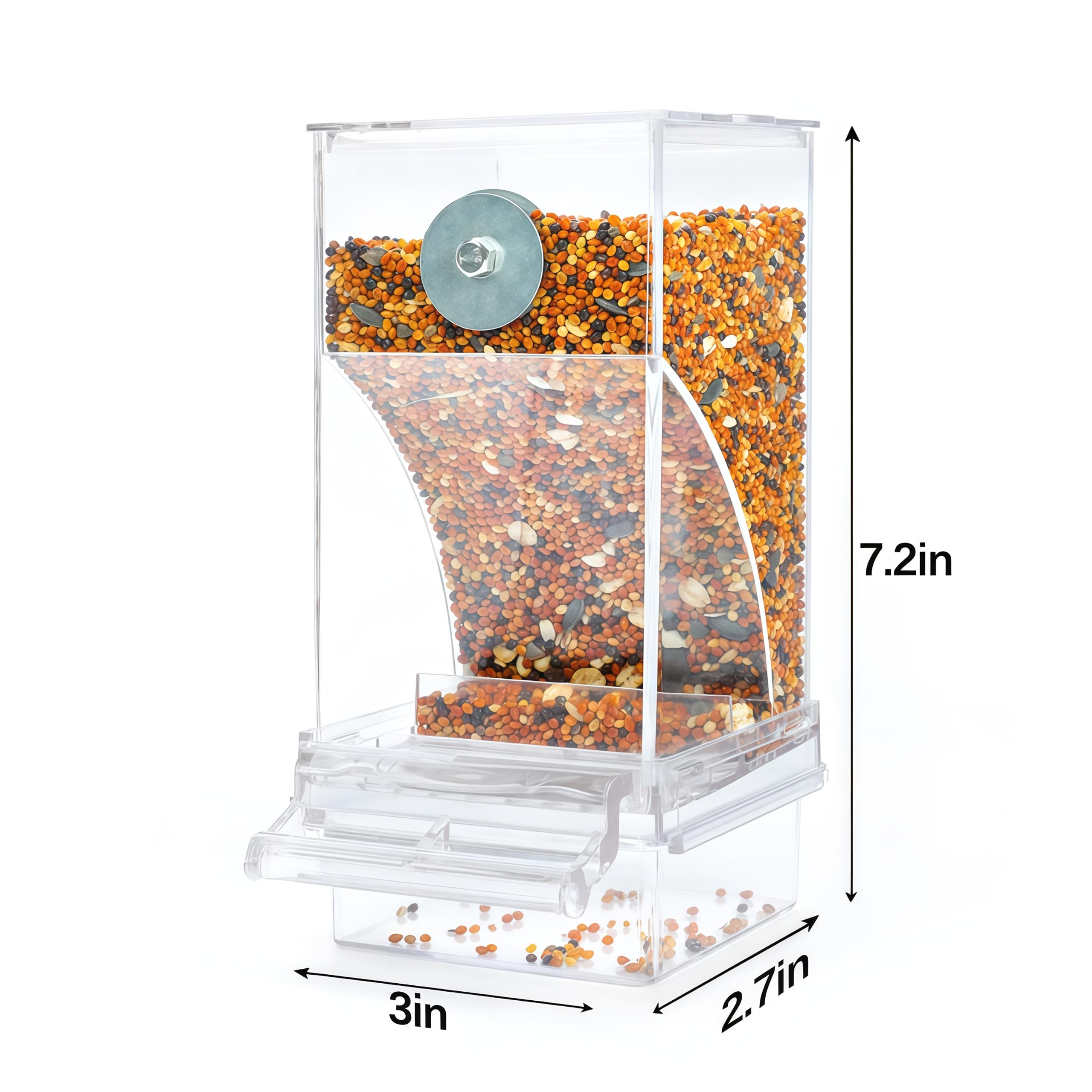 Auto-Clean Parrot Feeder Transparent No-Mess Seed Container with Perch Perfect for Small Medium Birds Lovebirds Parakeets