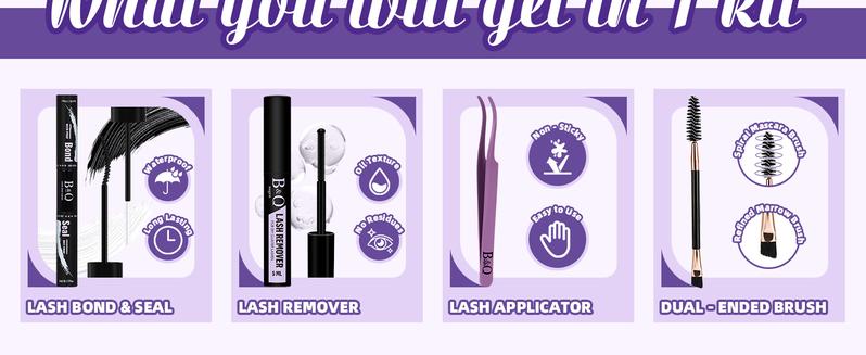 B&Q 200D Kit l Dramatic Soft Mega Volume Lashes,D-Curl, Updated Silk Protein Material Clusters,DIY Lashes Extension, Week Long Lasting Valentine Gif